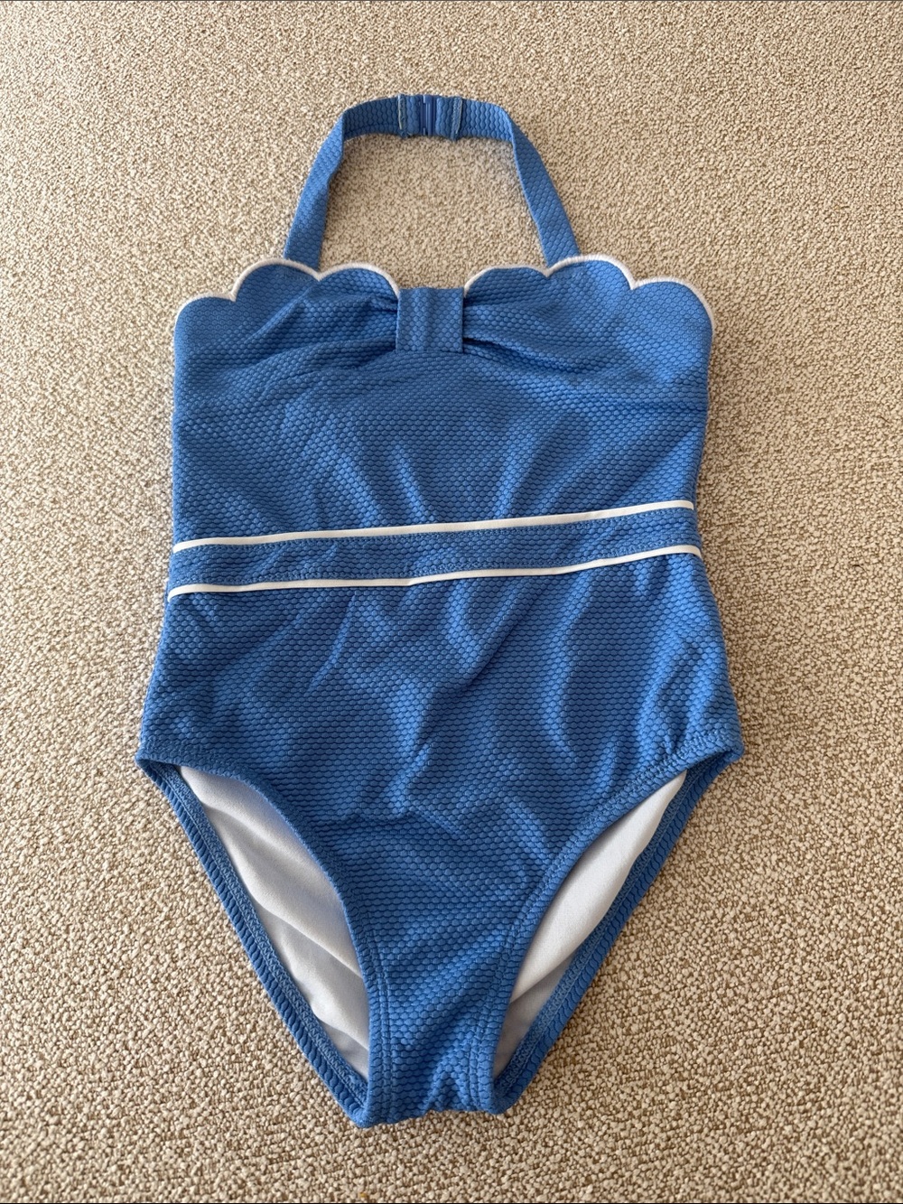 Janie and Jack Blue Scalloped Halter One-Piece Swimsuit